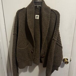 FP Brown Knit Cardigan Sweater